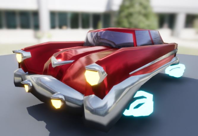 A low poly fifties style red car
