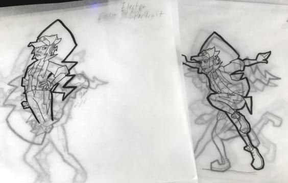 The tracing paper inked drawings used in animation