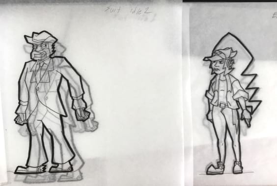 The tracing paper inked drawings used in animation