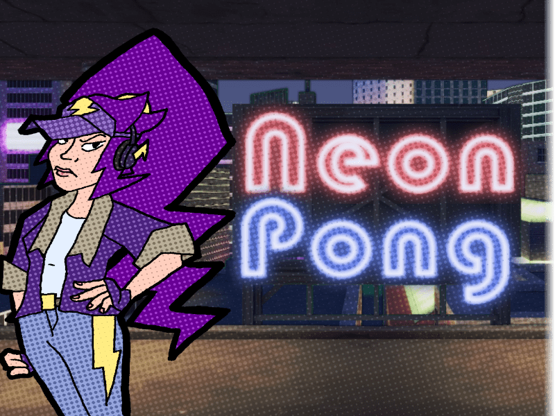 Electra character and Neon Pong logo