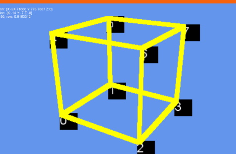 A yellow wireframe cube