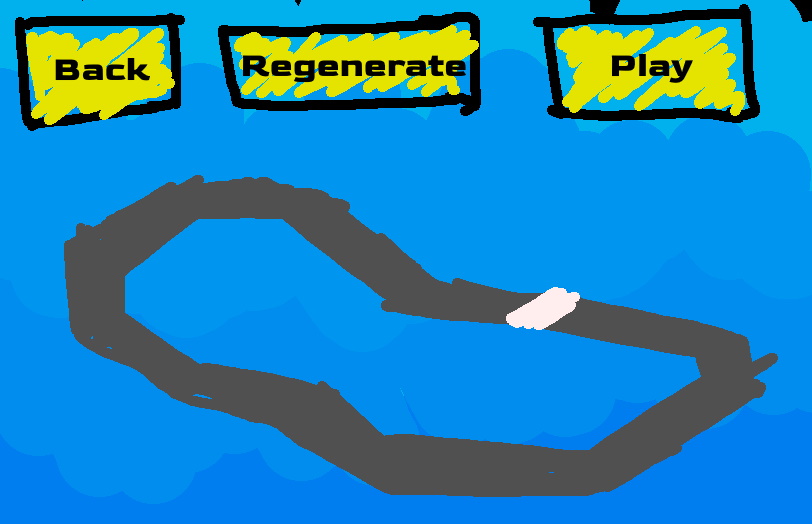 A crude drawing of the mesh of a 3D race track model.